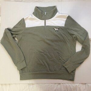 Women's Sz M Pink by Victoria's Secret 1/4 Zip Pullover Long Sleeves Dog Logo
